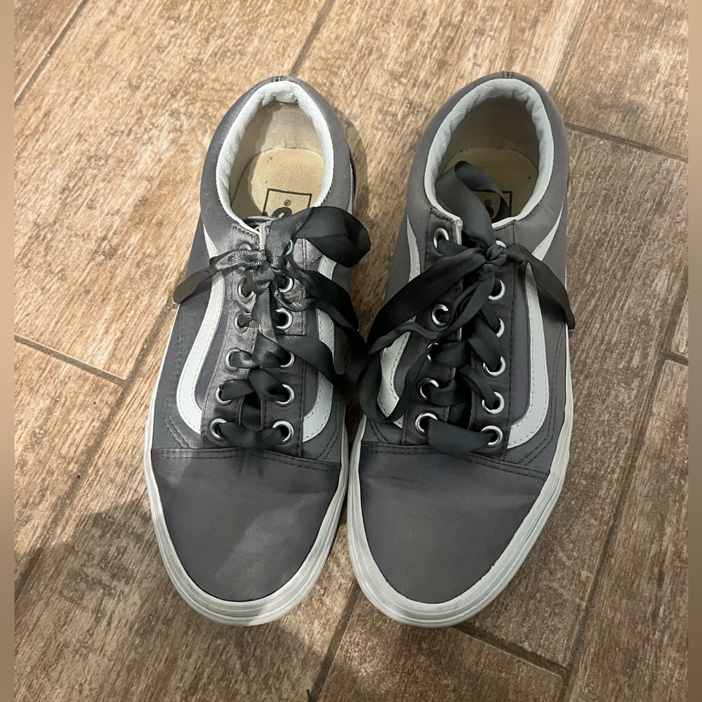 Gray satin old skool vans size 7.5